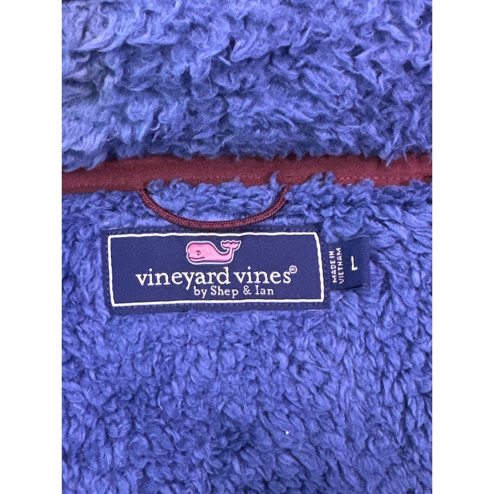 Vineyard Vines Blue Sherpa Fleece Full Zip Vest Womens Large Pockets Preppy L - Picture 5 of 5